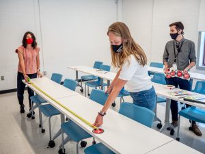 Measuring socially distant desk seating
