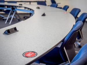 Desk social distance sign