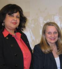Staff members at an event