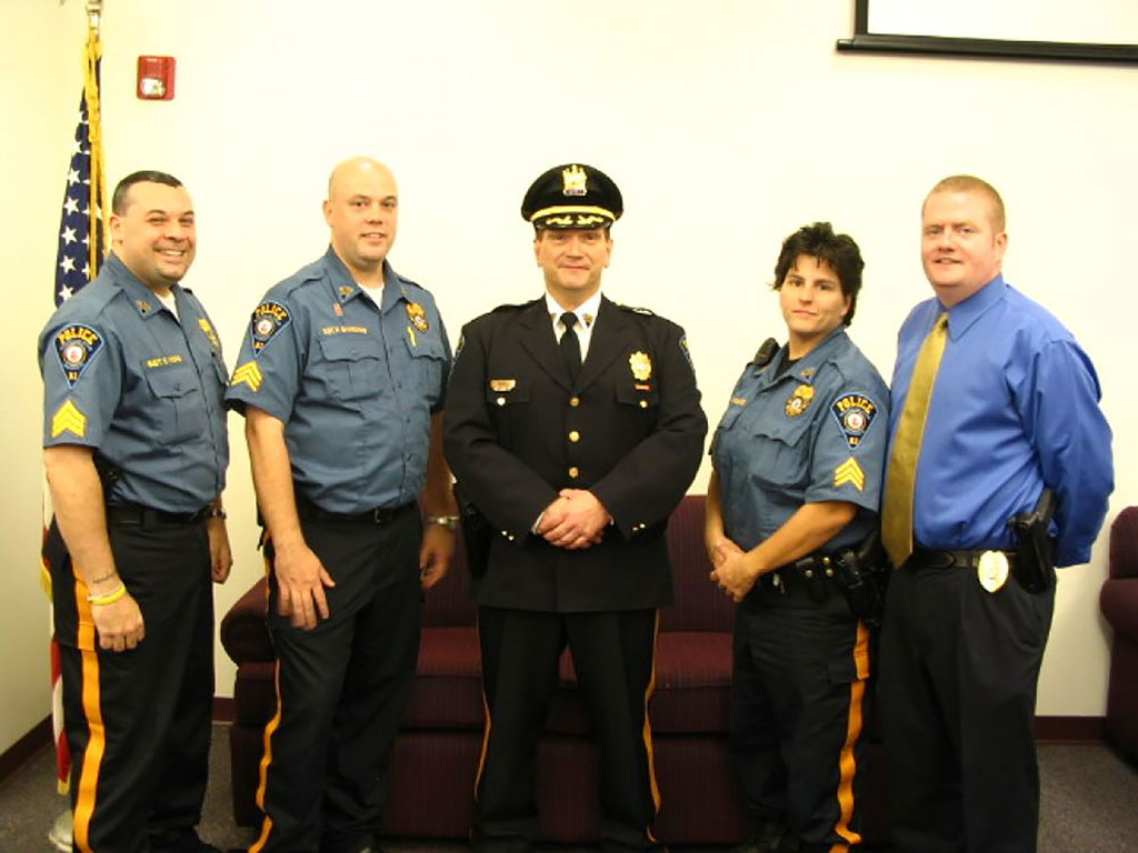 Sgt. Christopher Vidro, Lt. Paul Giardino, Chief Paul Cell, Lt. Barbara Giuliano and Capt. Kieran Barrett (2004)