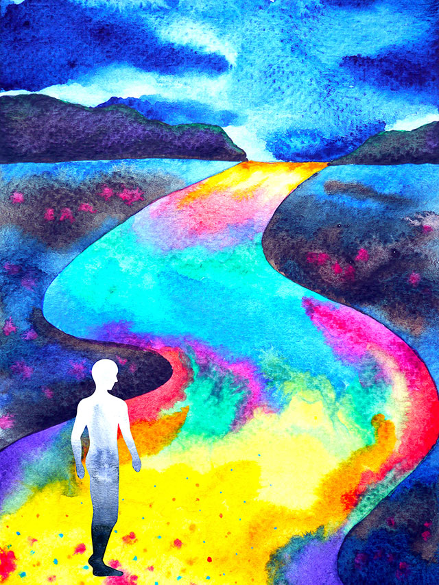 Painting depicting road to recovery.