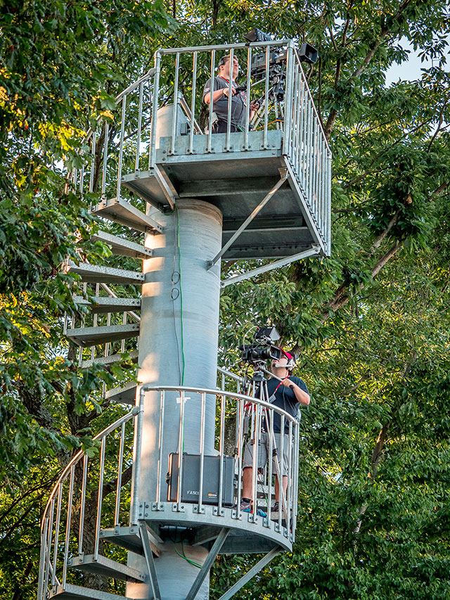Students film the action from the video camera platform.