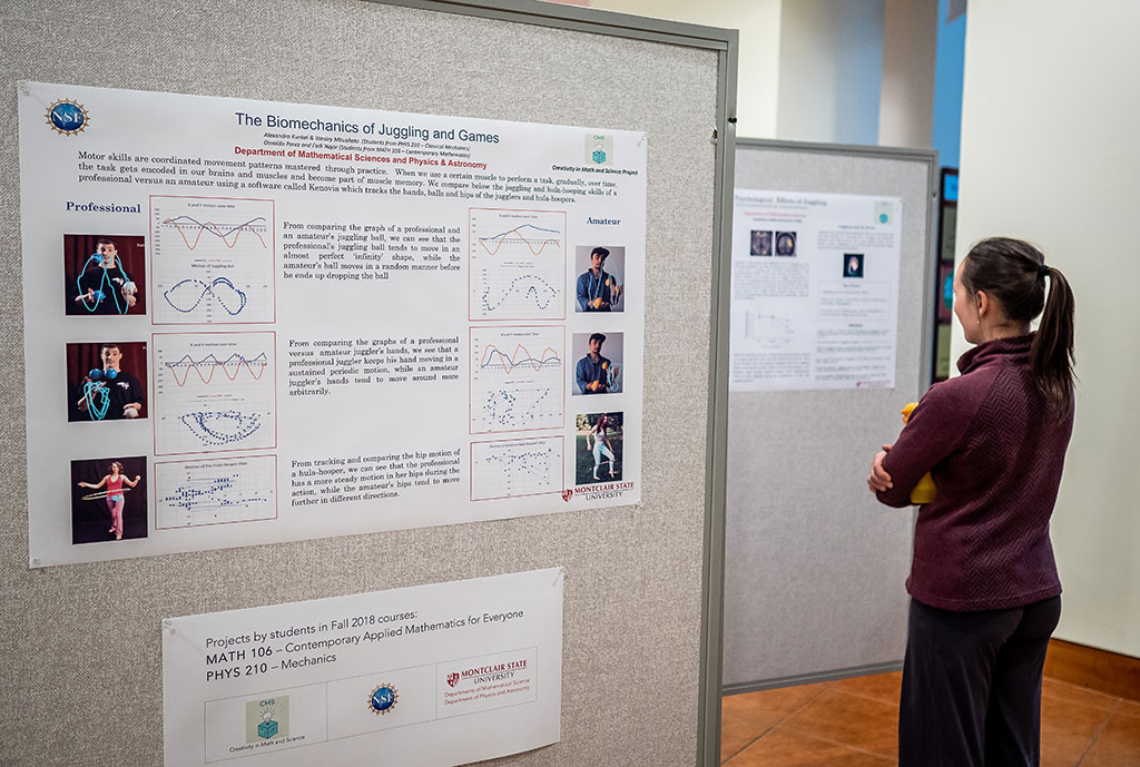 Pre-performance, students exhibited their research on the play and creativity in the sciences.