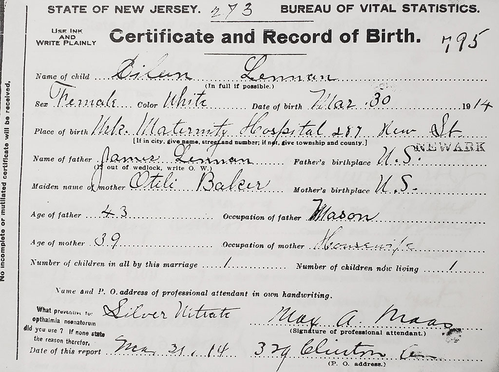 A sample of the records from the New Jersey State Archives