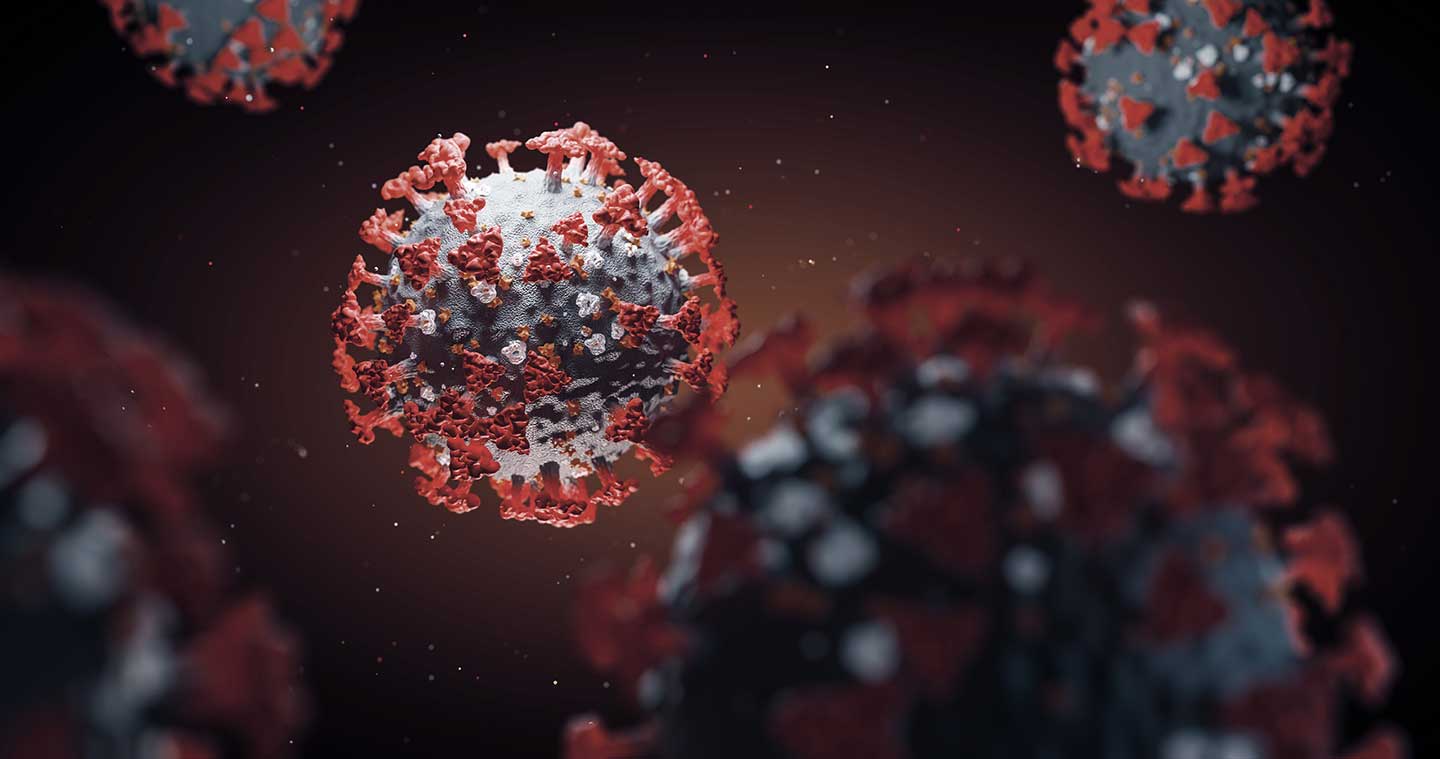 Microscopic view of coronavirus