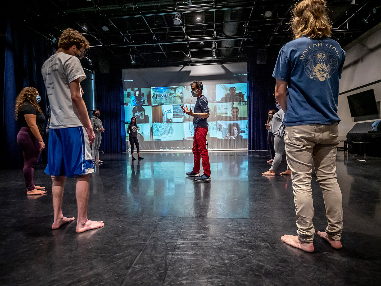 Acting class and Zoom put students on the big screen, literally.