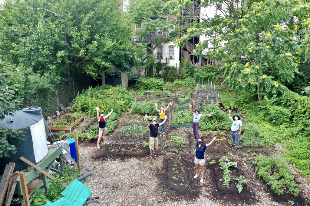 Green Teams students working in a Newark Science and Sustainability community garden
