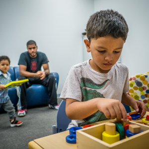Child playing with blocks