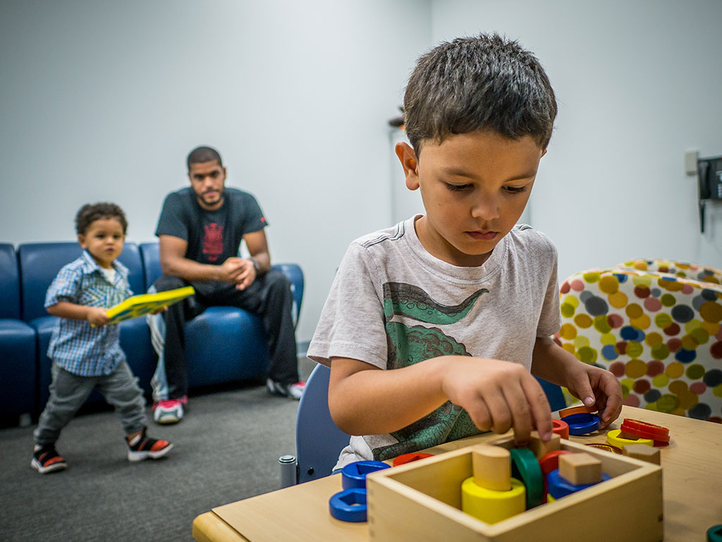Child playing with blocks