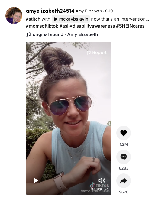 Screenshot of Amy's viral Tiktok video