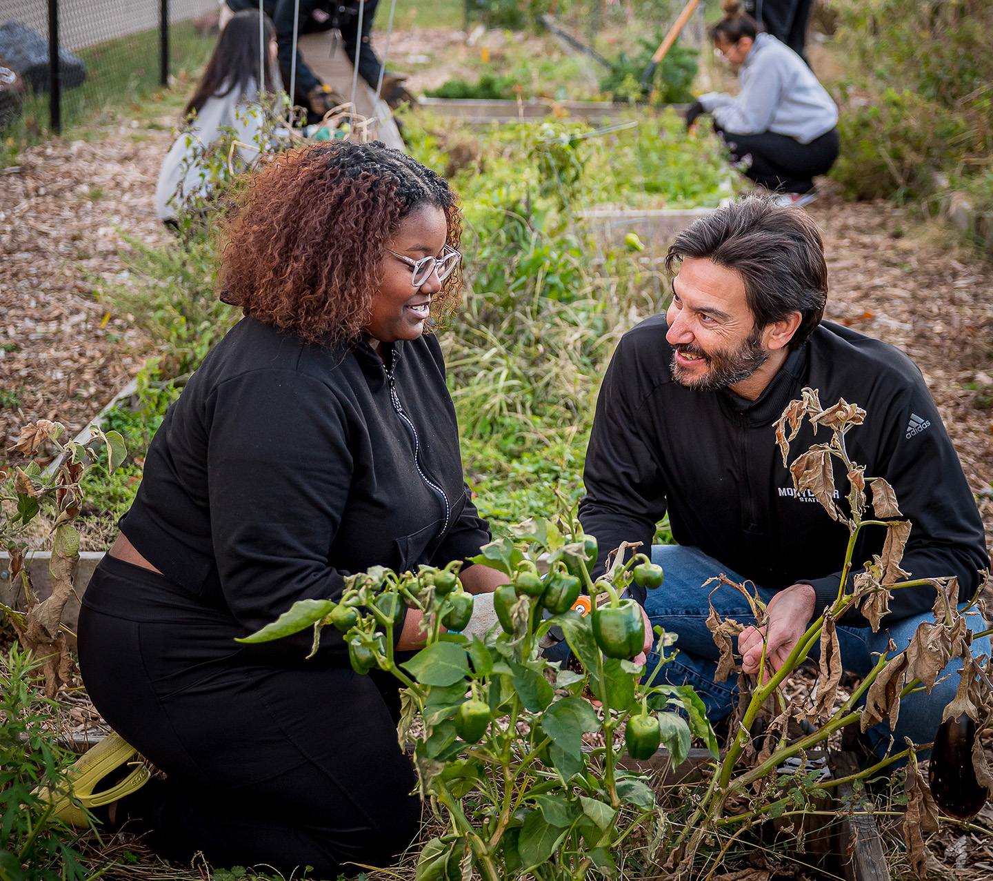 President Koppell and Bonner Leader Keiva-Nevaeh Edghill in the campus community garden