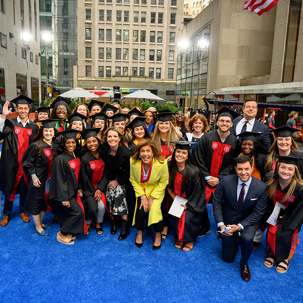 Nursing graduates, faculty and President Koppell with the hosts of the Today Show