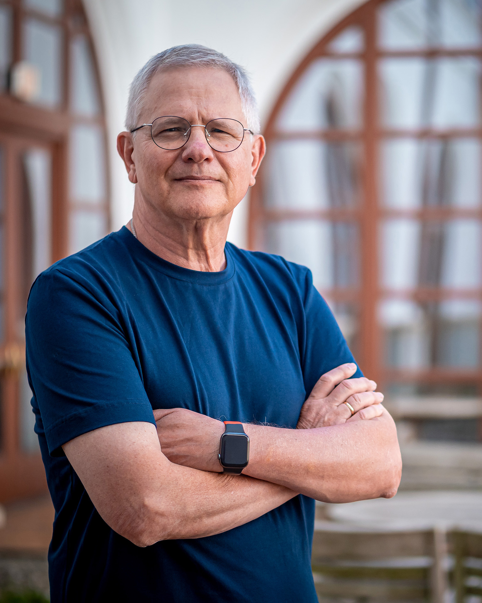 Pavlo Lushyn poses on campus