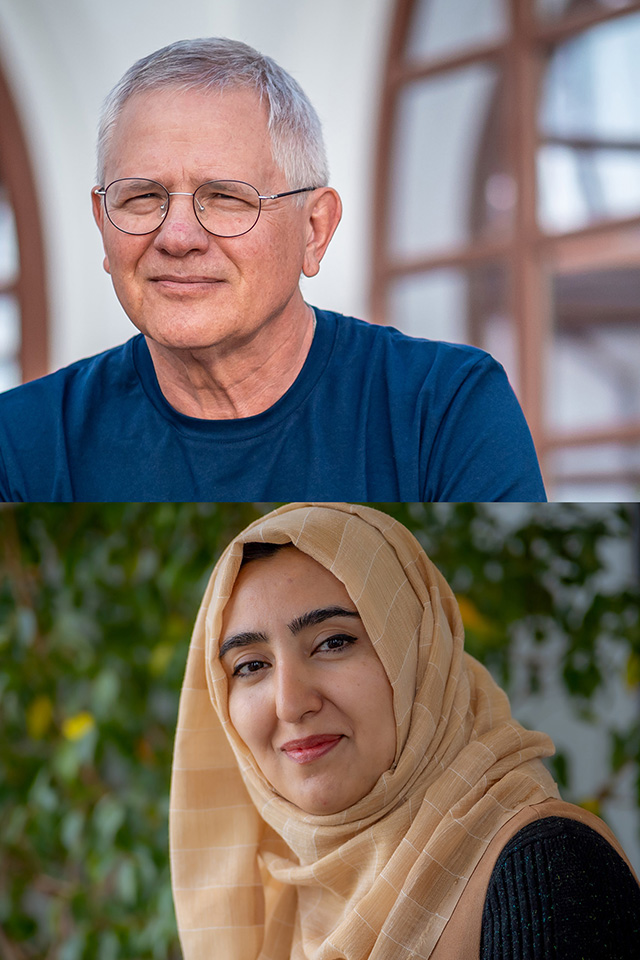 2-photo collage of Pavlo Lushyn and Roya Saqib
