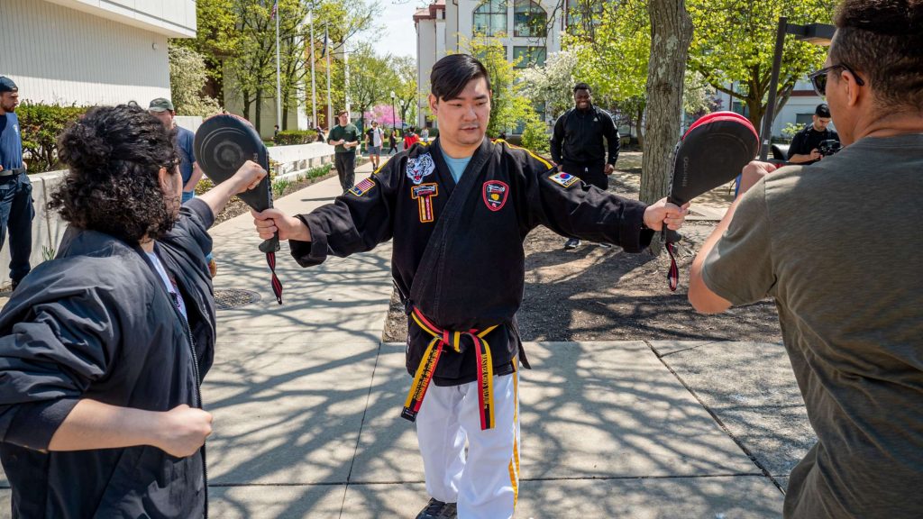 students practicing Taekwondo