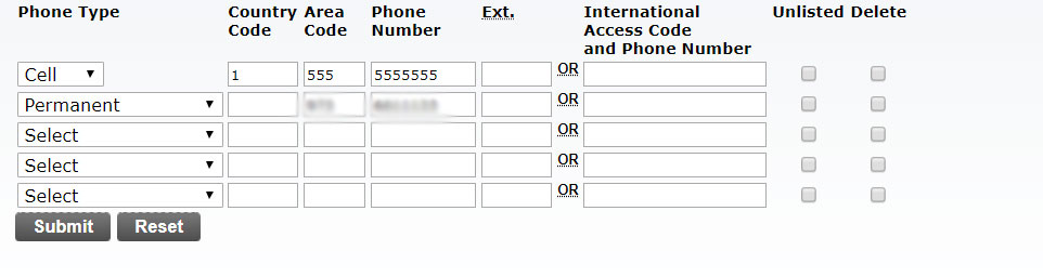 Screenshot of the NEST page with Mobile Phone Information.