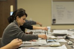 Photo of a student practicing calligraphy