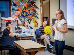 photo of a student giving a presentation