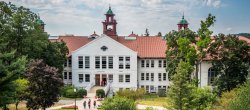 Aerial shot of College Hall.