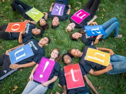 Students holding letters spelling Thank You
