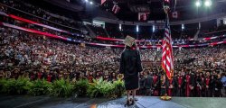 View of commencement from the stage