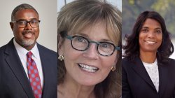 Collaged photo of Susan Head ’75 MA, Nadine Leslie, and Lester E. Taylor III ’97
