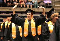 50th anniversary attendees in regalia at commencement