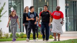 Students walking on campus