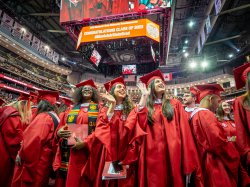 Graduates at commencement