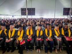 50th Reunion alumni in front row at Commencement.