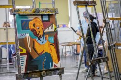 painting on easel