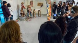 Students enjoying Studio Art Exhibit