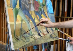Artist's hand painting