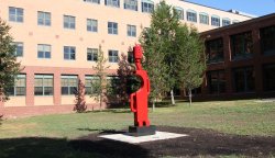 "Secret Totem" by artist Carol Brown Goldberg on Dickson Hall grounds.