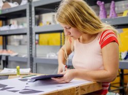 Photo of a student in art class