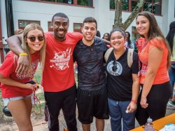 Students posing at opening day