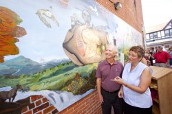 Faculty viewing mural