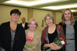 Alumna Pat Cole, '74, Ingrid Williams, '92, soloist Gail Archer,'73 with organ faculty Renee Louprette
