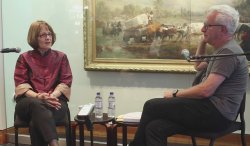 Poet Mary Jo Salter and Creative Research Center director Dr. Neil Baldwin discussing "Rooms of Light."
