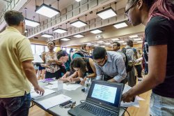 students at career fair