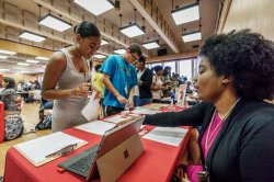 students at career fair