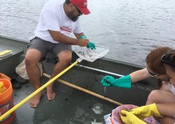 Paul Bologna with students visiting Rhode Island for jellyfish research