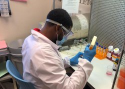 Charles Ezenwanne in the lab