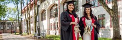 graduating student photo shoot on campus