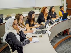 row of students in lecture hall