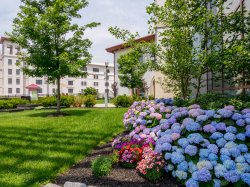 exterior of the Rec Center featuring flowers