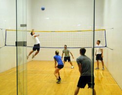 Five students playing wallyball