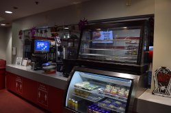 A photo of the food court in the A photo of one of the ice rinks inside the Montclair State University Ice Arena.