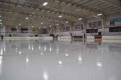 A photo of one of the ice rinks inside the Montclair State University Ice Arena.