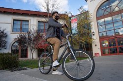 Student on bike